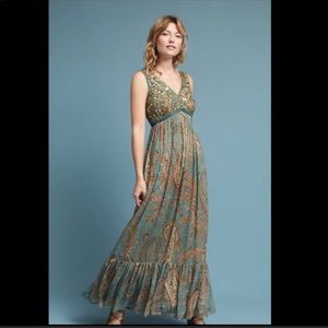 Anthropologie Rana Gil maxi sequined dress